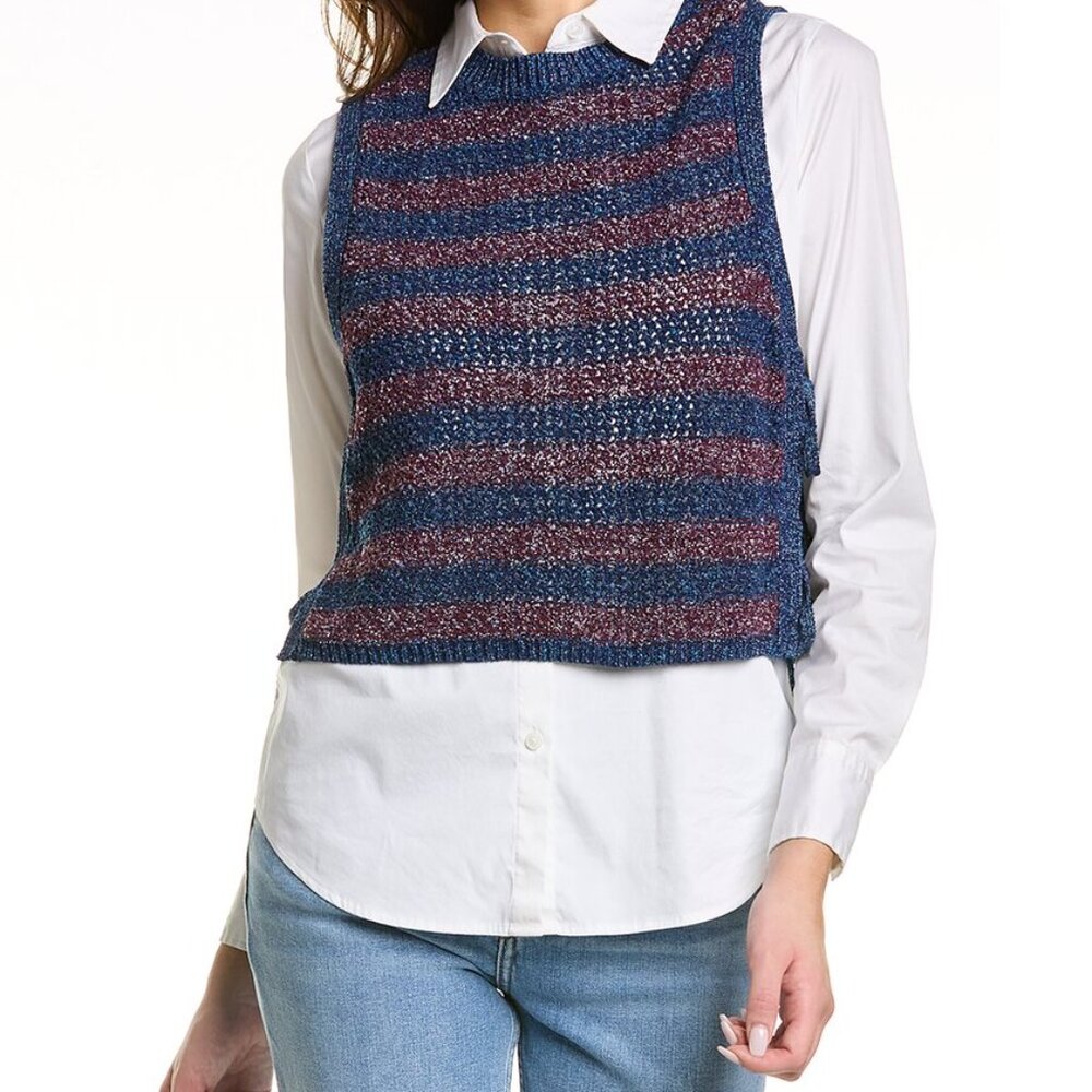rag & bone Carson Cotton Tank in Blue Multi Size L